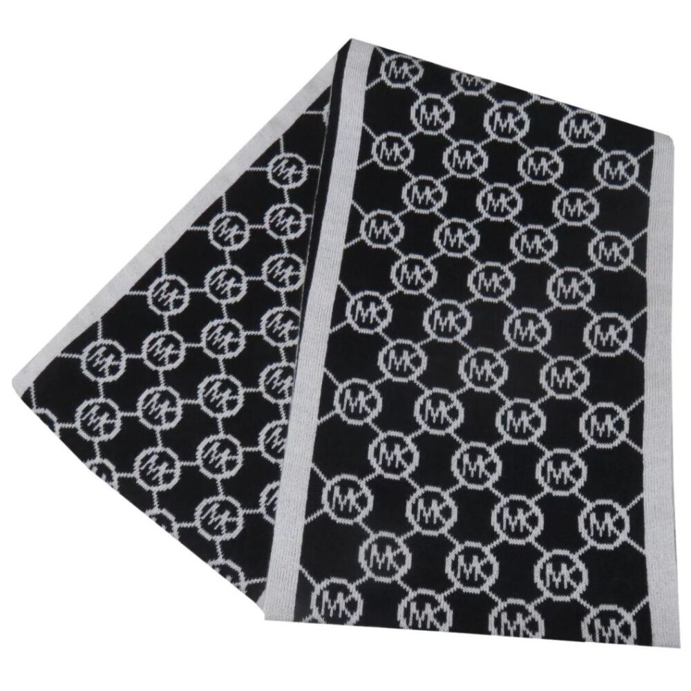 Michael Kors Womens MK Monogram Infinity Scarf Black / White NWT